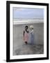 Boy and Girl on Beach Listening to Sea Shell-Nora Hernandez-Framed Giclee Print