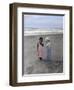 Boy and Girl on Beach Listening to Sea Shell-Nora Hernandez-Framed Giclee Print