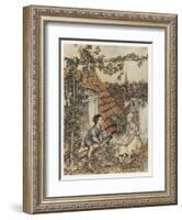 Boy and Girl on Rooftop-Arthur Rackham-Framed Art Print