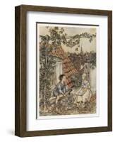 Boy and Girl on Rooftop-Arthur Rackham-Framed Art Print