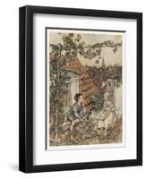 Boy and Girl on Rooftop-Arthur Rackham-Framed Art Print