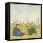 Boy and Girl Playing in the Sand at the Beach-null-Framed Stretched Canvas