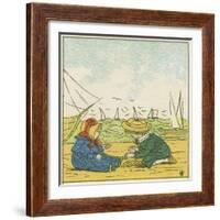 Boy and Girl Playing in the Sand at the Beach-null-Framed Giclee Print