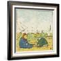 Boy and Girl Playing in the Sand at the Beach-null-Framed Giclee Print