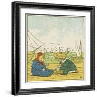 Boy and Girl Playing in the Sand at the Beach-null-Framed Giclee Print