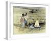 Boy and Girl Playing with Sail Boat-Nora Hernandez-Framed Giclee Print