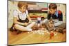 Boy and Girl Playing with Tinkertoys-William P. Gottlieb-Mounted Photographic Print