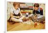 Boy and Girl Playing with Tinkertoys-William P. Gottlieb-Framed Photographic Print