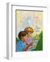 Boy and Girl Reading-Van Der Syde-Framed Giclee Print