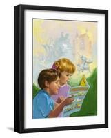 Boy and Girl Reading-Van Der Syde-Framed Giclee Print