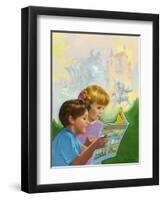 Boy and Girl Reading-Van Der Syde-Framed Premium Giclee Print