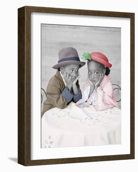 Boy and Girl Sitting at Table with Head in Hands-Nora Hernandez-Framed Giclee Print