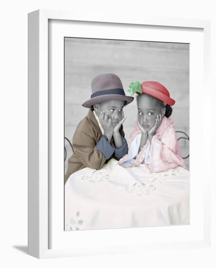 Boy and Girl Sitting at Table with Head in Hands-Nora Hernandez-Framed Giclee Print