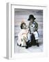 Boy and Girl Sitting on Luggage-Nora Hernandez-Framed Giclee Print