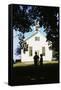 Boy and Girl Waiting Near Schoolhouse-William P. Gottlieb-Framed Stretched Canvas