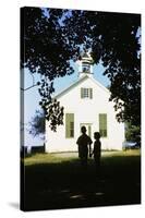 Boy and Girl Waiting Near Schoolhouse-William P. Gottlieb-Stretched Canvas