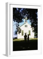 Boy and Girl Waiting Near Schoolhouse-William P. Gottlieb-Framed Photographic Print