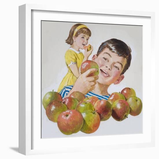 Boy and Girl with Apples-Clive Uptton-Framed Giclee Print