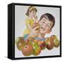 Boy and Girl with Apples-Clive Uptton-Framed Stretched Canvas