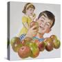 Boy and Girl with Apples-Clive Uptton-Stretched Canvas