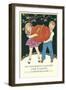 Boy and Girl with Pumpkin-null-Framed Art Print