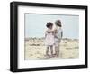 Boy and Girl with their Arms around Each Other on the Beach-Nora Hernandez-Framed Giclee Print