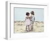 Boy and Girl with their Arms around Each Other on the Beach-Nora Hernandez-Framed Giclee Print