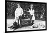 Boy and Girl with Their Four Dogs-null-Mounted Art Print