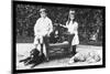 Boy and Girl with Their Four Dogs-null-Mounted Art Print