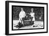 Boy and Girl with Their Four Dogs-null-Framed Premium Giclee Print