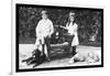 Boy and Girl with Their Four Dogs-null-Framed Art Print