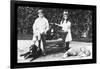 Boy and Girl with Their Four Dogs-null-Framed Art Print