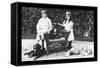 Boy and Girl with Their Four Dogs-null-Framed Stretched Canvas