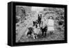 Boy and Girls with Two Dogs and a Wagon-null-Framed Stretched Canvas