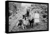 Boy and Girls with Two Dogs and a Wagon-null-Stretched Canvas