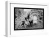 Boy and Girls with Two Dogs and a Wagon-null-Framed Photo