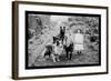 Boy and Girls with Two Dogs and a Wagon-null-Framed Photo