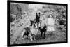 Boy and Girls with Two Dogs and a Wagon-null-Stretched Canvas