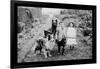 Boy and Girls with Two Dogs and a Wagon-null-Framed Photo