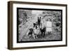 Boy and Girls with Two Dogs and a Wagon-null-Framed Photo