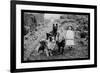 Boy and Girls with Two Dogs and a Wagon-null-Framed Art Print