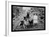 Boy and Girls with Two Dogs and a Wagon-null-Framed Art Print