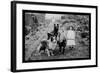 Boy and Girls with Two Dogs and a Wagon-null-Framed Art Print