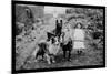 Boy and Girls with Two Dogs and a Wagon-null-Mounted Art Print