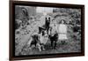 Boy and Girls with Two Dogs and a Wagon-null-Framed Art Print