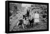 Boy and Girls with Two Dogs and a Wagon-null-Framed Stretched Canvas