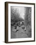 Boy and His Dog Driving the Cows in for Milking-null-Framed Photographic Print