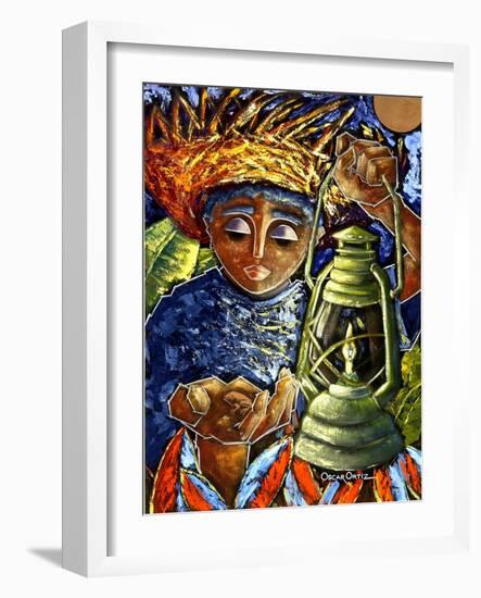 Boy and Lantern-Oscar Ortiz-Framed Giclee Print