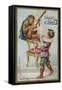 Boy and Monkey Playing Musical Instruments Together-null-Framed Stretched Canvas