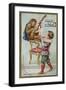 Boy and Monkey Playing Musical Instruments Together-null-Framed Giclee Print